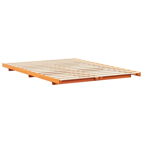 vidaXL Floor Bed Frame Wax brown 160 x 200 cm Solid pine wood
