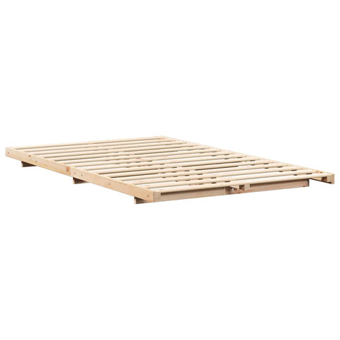 vidaXL Floor Bed Frame Brown 140 x 190 cm Solid pine wood