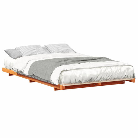 vidaXL Floor Bed Frame Wax brown 140 x 190 cm Solid pine wood