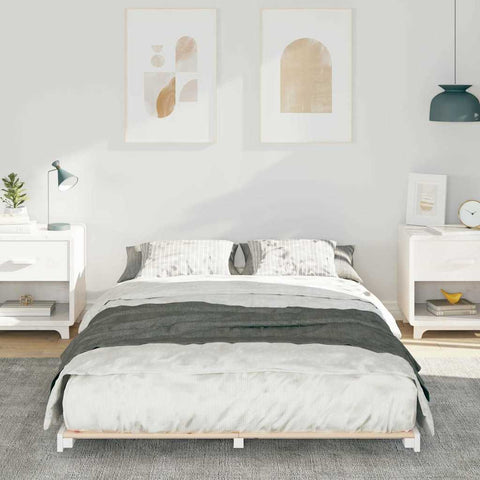 vidaXL Floor Bed Frame White 135 x 190 cm Solid pine wood