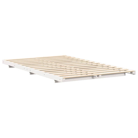 vidaXL Floor Bed Frame White 135 x 190 cm Solid pine wood