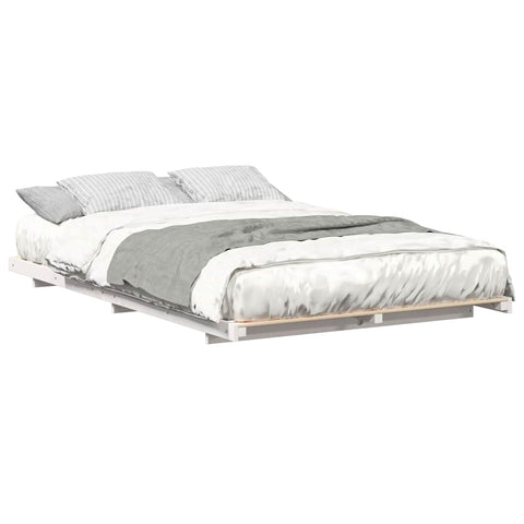 vidaXL Floor Bed Frame White 135 x 190 cm Solid pine wood