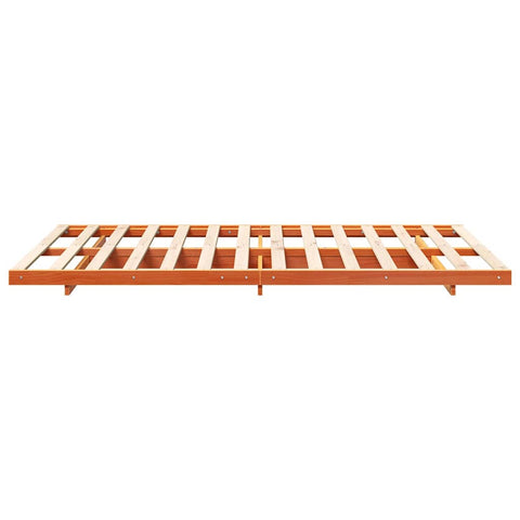 vidaXL Floor Bed Frame Wax brown 135 x 190 cm Solid pine wood