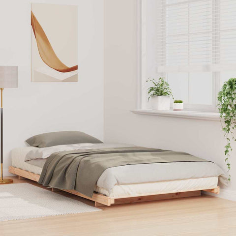 vidaXL Floor Bed Frame Brown 100 x 200 cm Solid pine wood