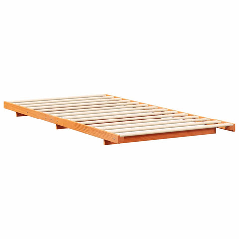 vidaXL Floor Bed Frame Wax brown 100 x 200 cm Solid pine wood
