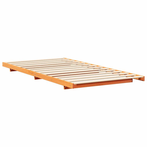 vidaXL Floor Bed Frame Wax brown 100 x 200 cm Solid pine wood