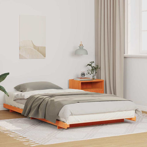 vidaXL Floor Bed Frame Wax brown 90 x 200 cm Solid pine wood