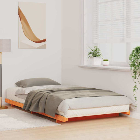vidaXL Floor Bed Frame Wax brown 90 x 200 cm Solid pine wood