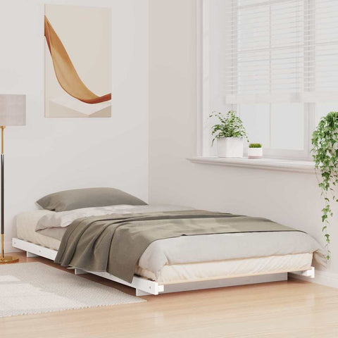 vidaXL Floor Bed Frame White 75 x 190 cm Solid pine wood