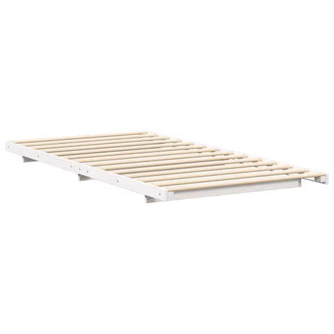vidaXL Floor Bed Frame White 75 x 190 cm Solid pine wood