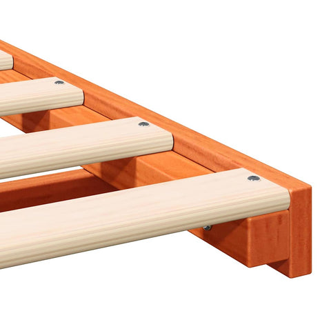 vidaXL Floor Bed Frame Wax brown 140 x 210 cm Solid pine wood