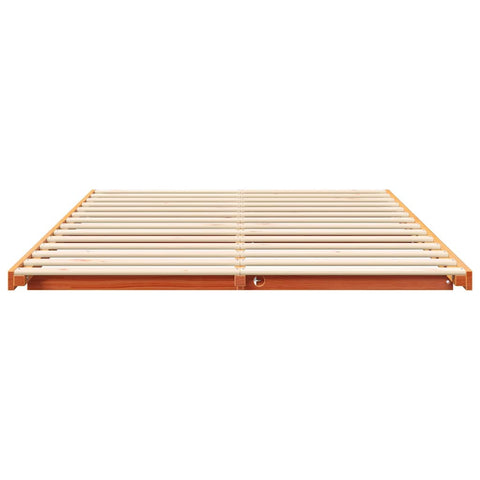 vidaXL Floor Bed Frame Wax brown 140 x 210 cm Solid pine wood