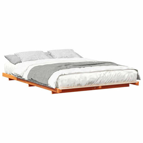 vidaXL Floor Bed Frame Wax brown 140 x 210 cm Solid pine wood