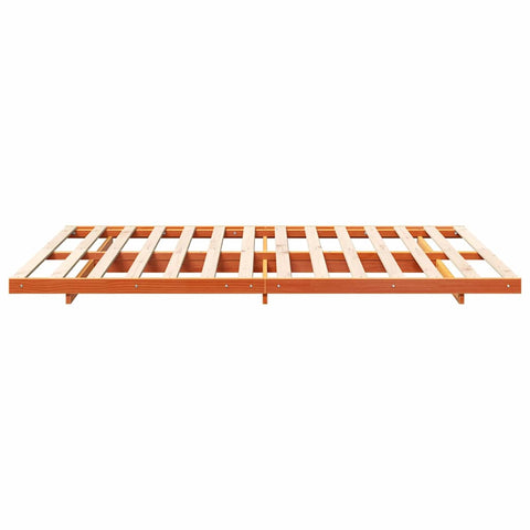 vidaXL Floor Bed Frame Wax brown 140 x 210 cm Solid pine wood