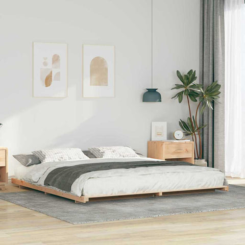vidaXL Floor Bed Frame Brown 180 x 210 cm Solid pine wood
