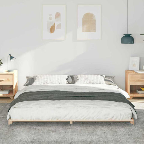 vidaXL Floor Bed Frame Brown 180 x 210 cm Solid pine wood