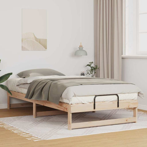 vidaXL Bed Frame with Carry Handles Brown Solid pine wood