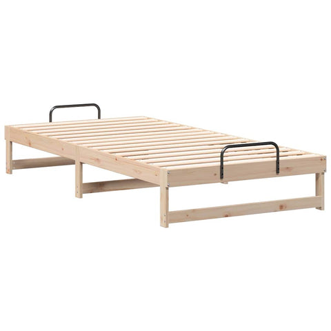 vidaXL Bed Frame with Carry Handles Brown Solid pine wood