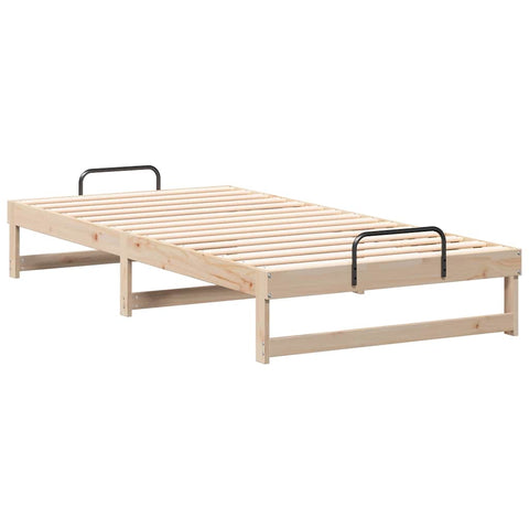 vidaXL Bed Frame with Carry Handles Brown Solid pine wood