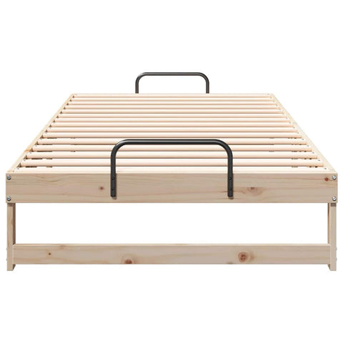 vidaXL Bed Frame with Carry Handles Brown Solid pine wood