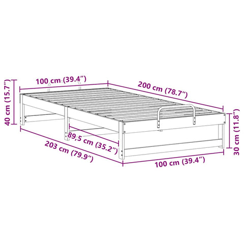 vidaXL Bed Frame with Carry Handles Brown Solid pine wood