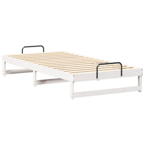 vidaXL Bed Frame with Carry Handles White Solid pine wood