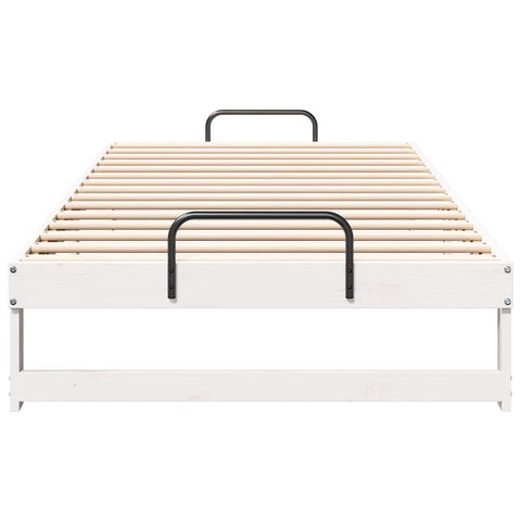 vidaXL Bed Frame with Carry Handles White Solid pine wood