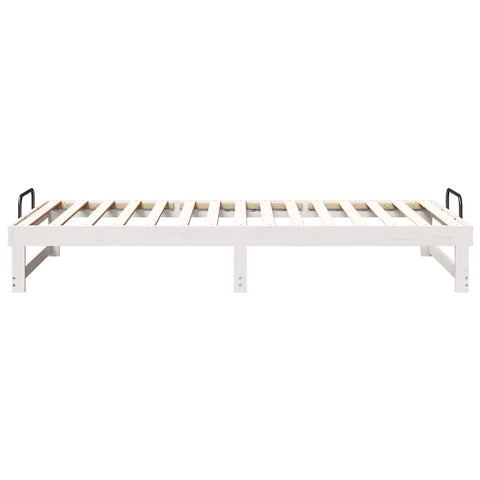 vidaXL Bed Frame with Carry Handles White Solid pine wood