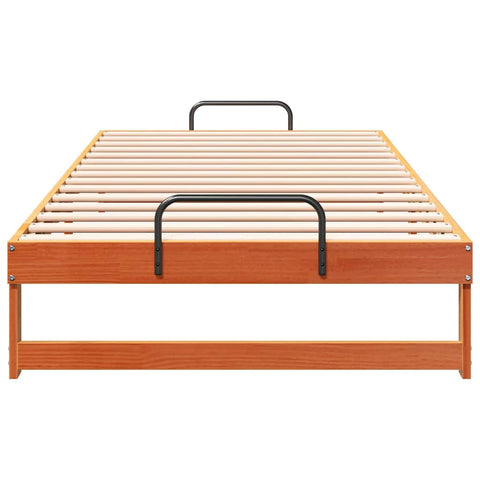 vidaXL Bed Frame with Carry Handles Brown Solid pine wood