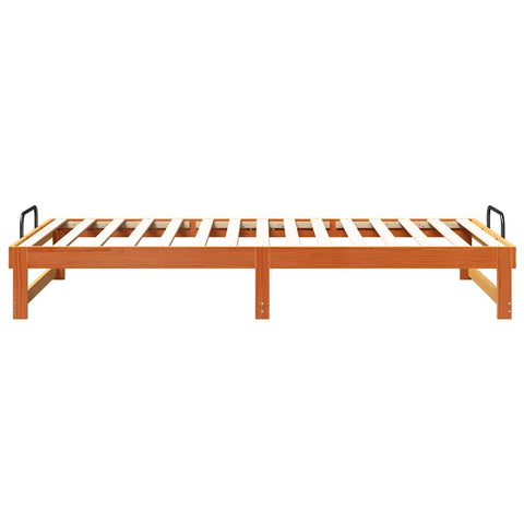 vidaXL Bed Frame with Carry Handles Brown Solid pine wood