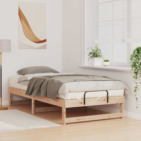 vidaXL Bed Frame with Carry Handles Brown Solid pine wood