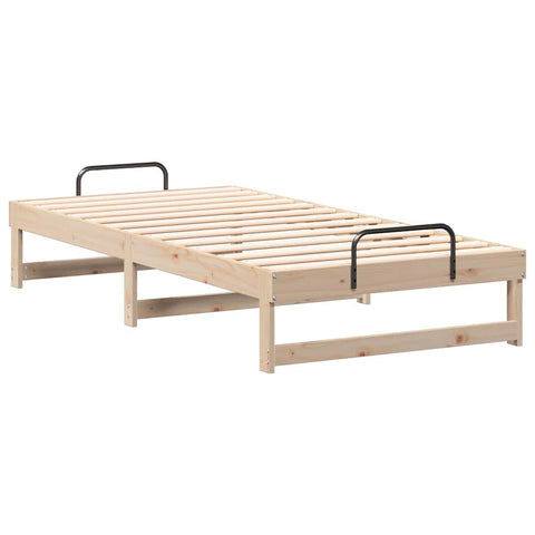 vidaXL Bed Frame with Carry Handles Brown Solid pine wood