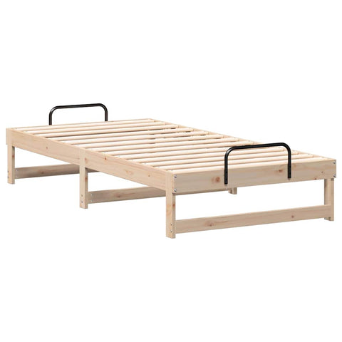 vidaXL Bed Frame with Carry Handles Brown Solid pine wood