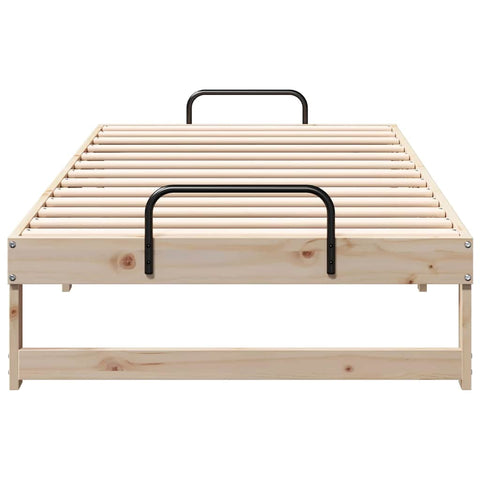 vidaXL Bed Frame with Carry Handles Brown Solid pine wood