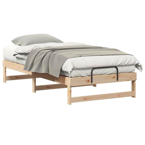 vidaXL Bed Frame with Carry Handles Brown Solid pine wood