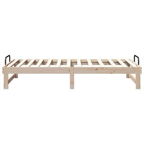 vidaXL Bed Frame with Carry Handles Brown Solid pine wood