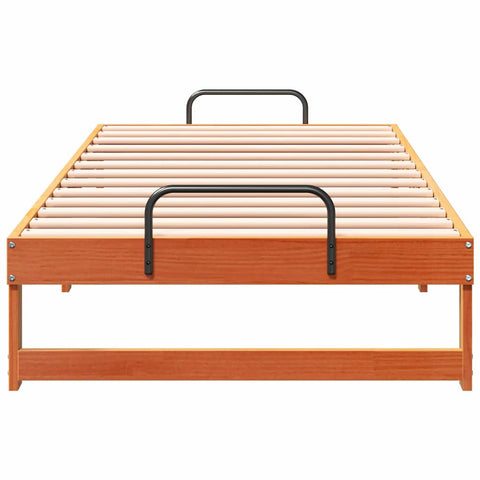 vidaXL Bed Frame with Carry Handles Brown Solid pine wood