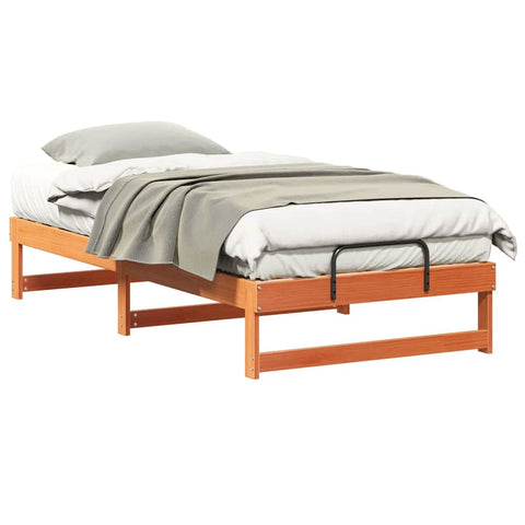 vidaXL Bed Frame with Carry Handles Brown Solid pine wood
