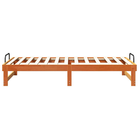 vidaXL Bed Frame with Carry Handles Brown Solid pine wood