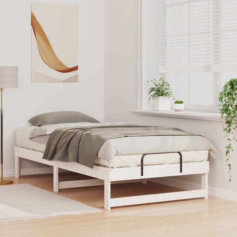 vidaXL Bed Frame with Carry Handles White Solid pine wood