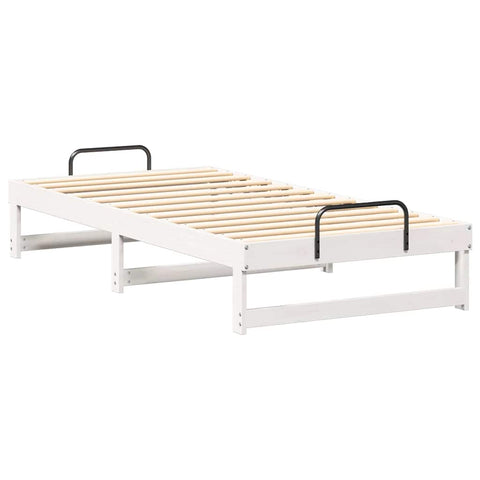 vidaXL Bed Frame with Carry Handles White Solid pine wood