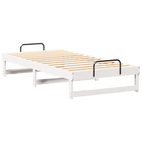 vidaXL Bed Frame with Carry Handles White Solid pine wood