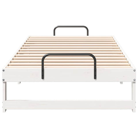 vidaXL Bed Frame with Carry Handles White Solid pine wood
