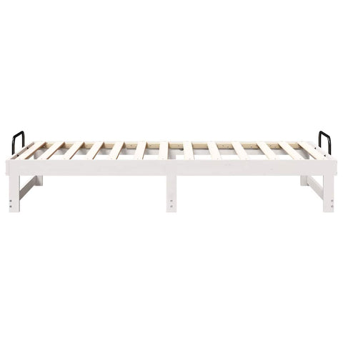 vidaXL Bed Frame with Carry Handles White Solid pine wood