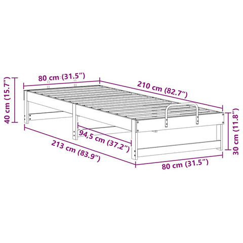 vidaXL Bed Frame with Carry Handles White Solid pine wood