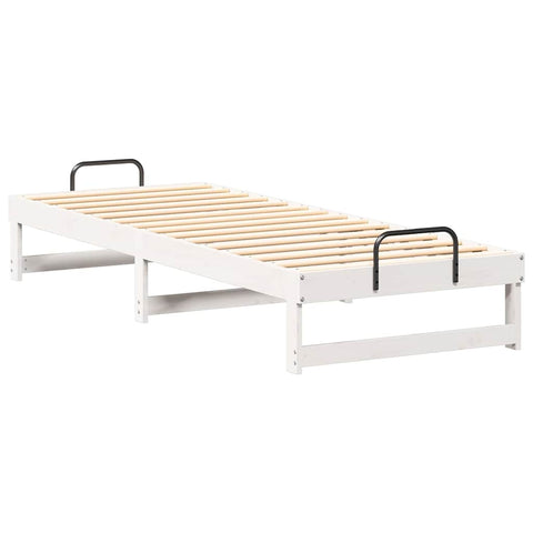 vidaXL Bed Frame with Carry Handles White Solid pine wood