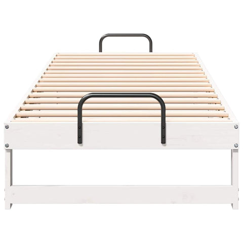 vidaXL Bed Frame with Carry Handles White Solid pine wood