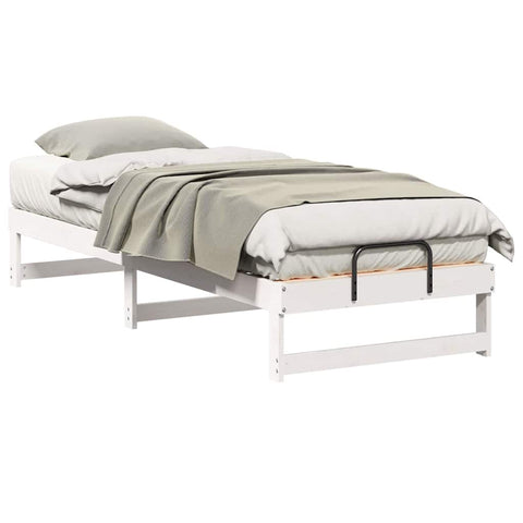 vidaXL Bed Frame with Carry Handles White Solid pine wood