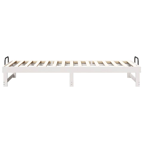 vidaXL Bed Frame with Carry Handles White Solid pine wood