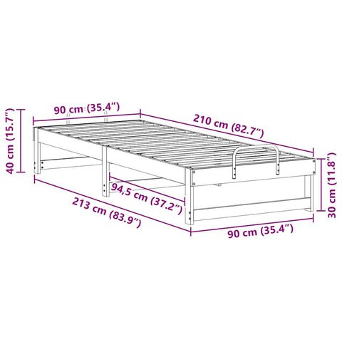 vidaXL Bed Frame with Carry Handles White Solid pine wood